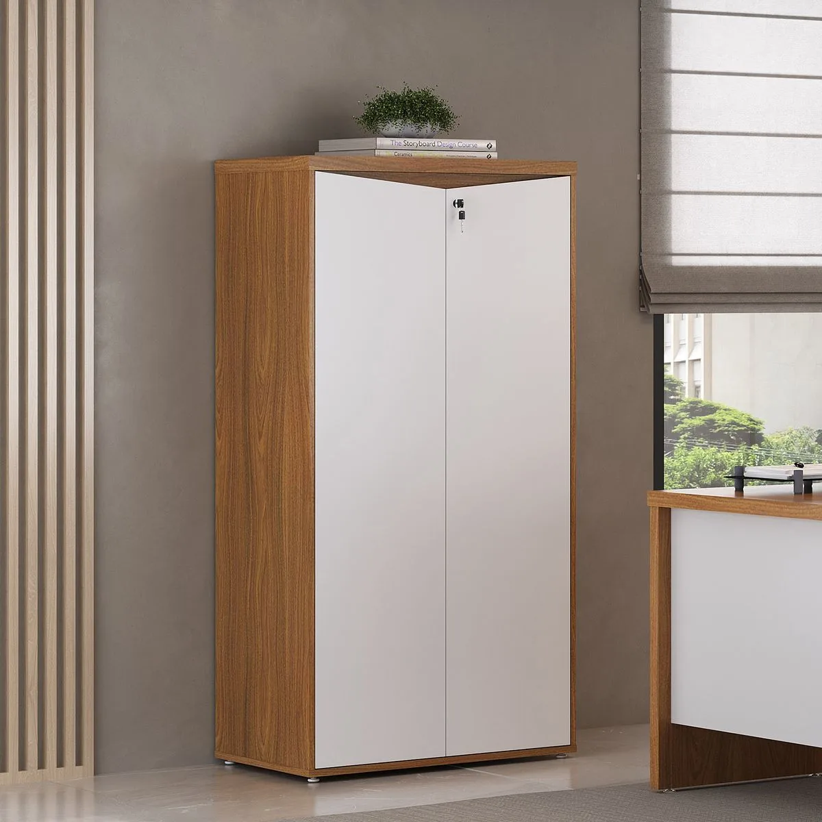 Armário 2 Portas - Y37 - Freijó/Branco - Móveis Curitiba | Moveirama