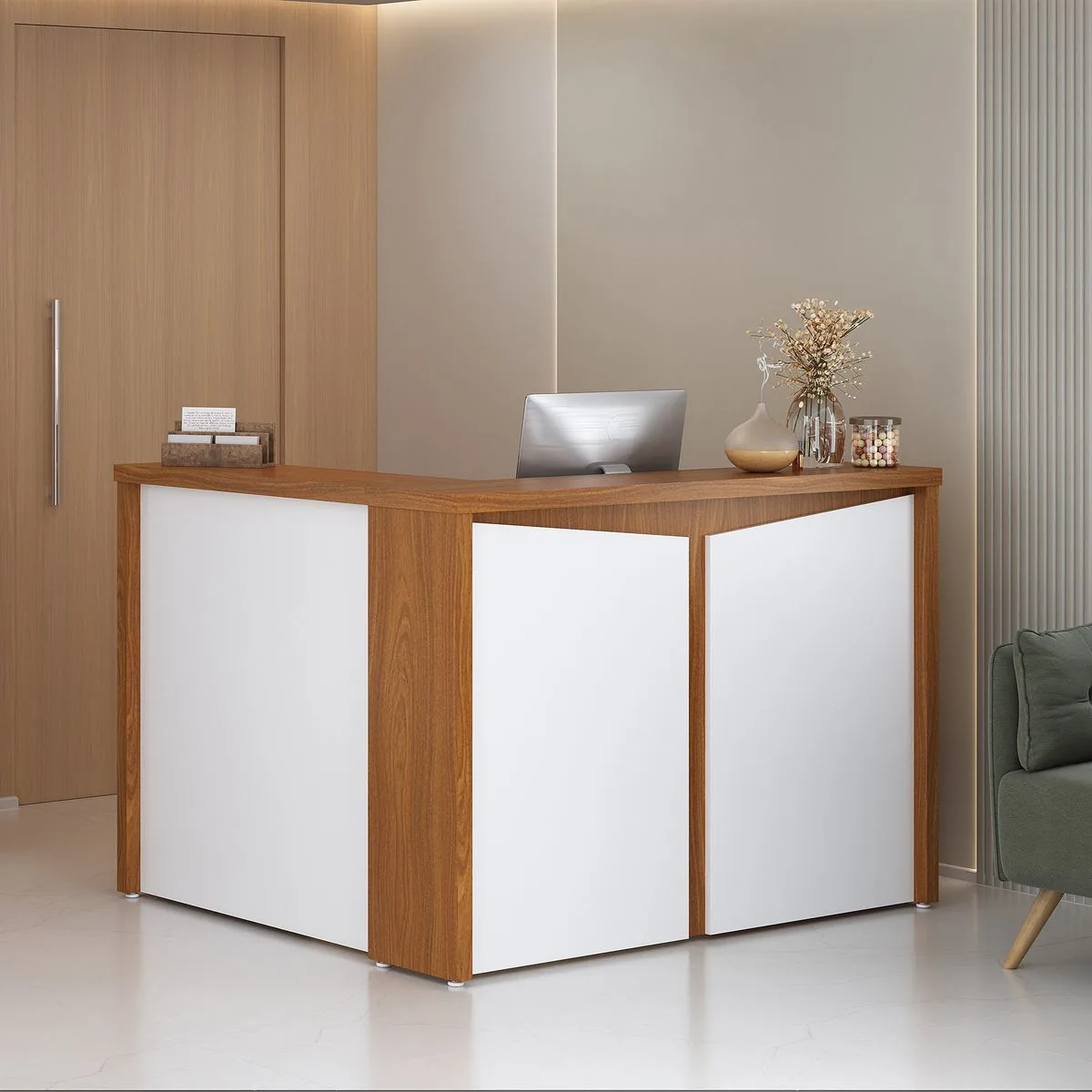 Balcão 2 Portas - Y37 - Freijó/Branco - Móveis Curitiba | Moveirama