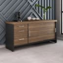 Balcão Tamburato com Gavetas na cor Nogal/Preto