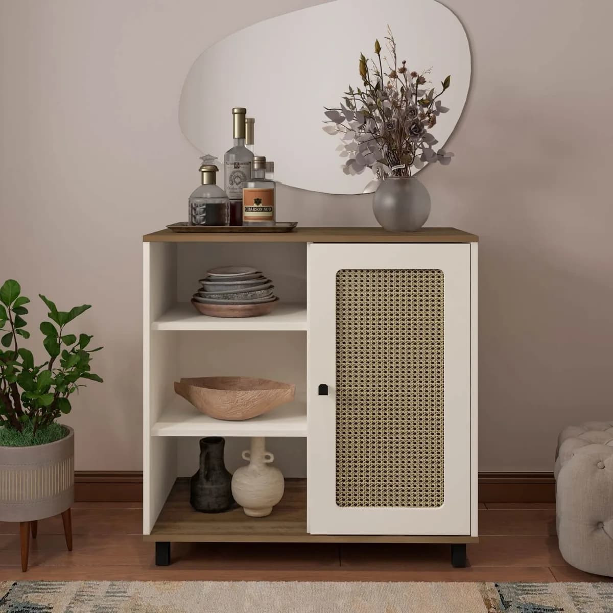 Buffet Charlotte - Pinho C / Off White - Móveis Curitiba | Moveirama