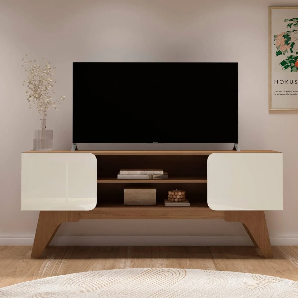 Rack Duetto - Cinamomo C / Off White - Móveis Curitiba | Moveirama