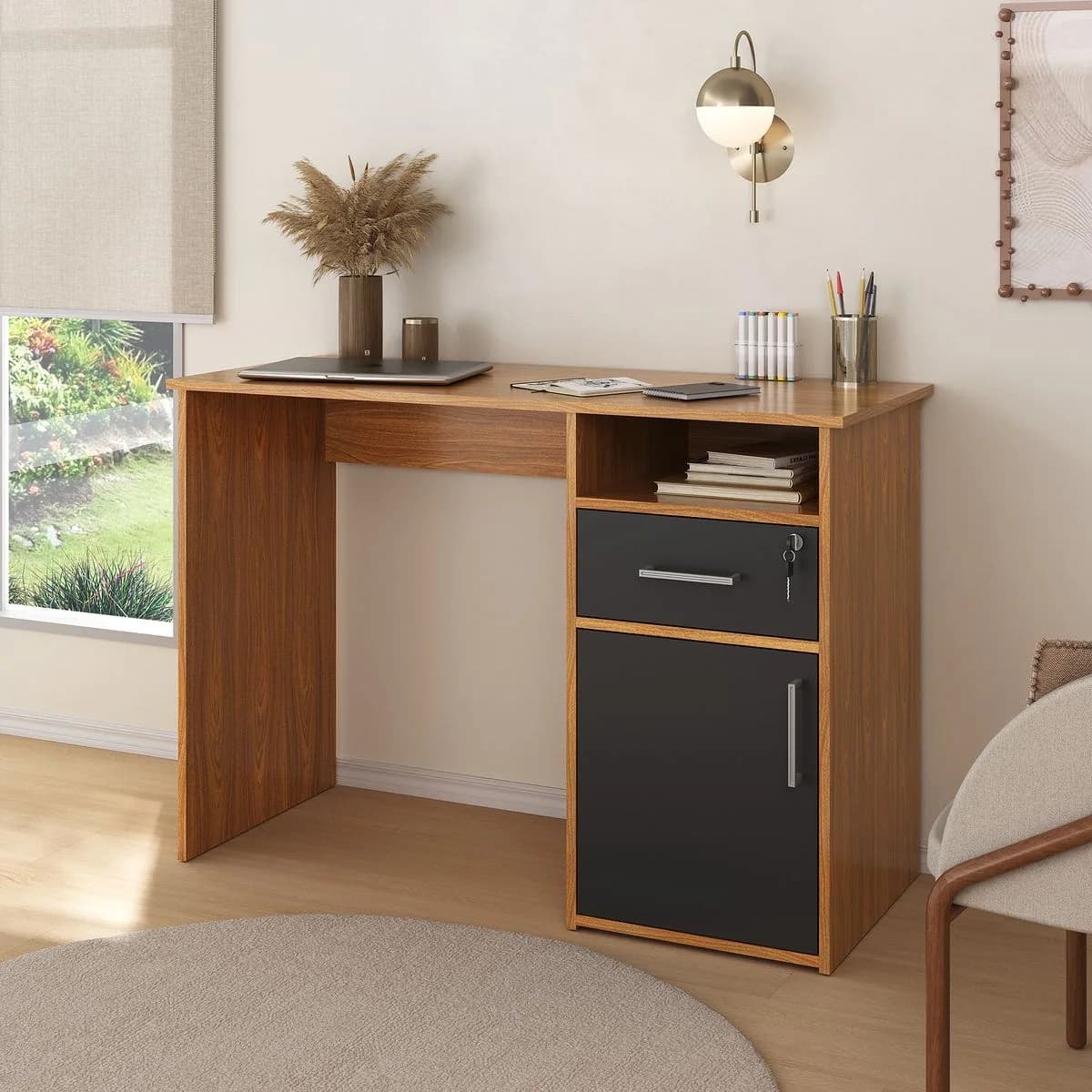 Escrivaninha Hall - Freijó/Preto - Móveis Curitiba | Moveirama