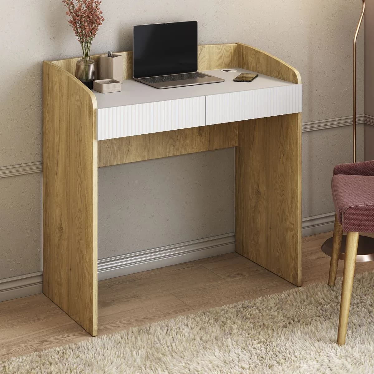 Escrivaninha Petit - Branco/olmo - Móveis Curitiba | Moveirama
