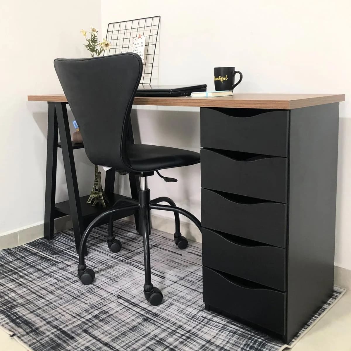 Escrivaninha Spirit - Nogal/Preto - Móveis Curitiba | Moveirama