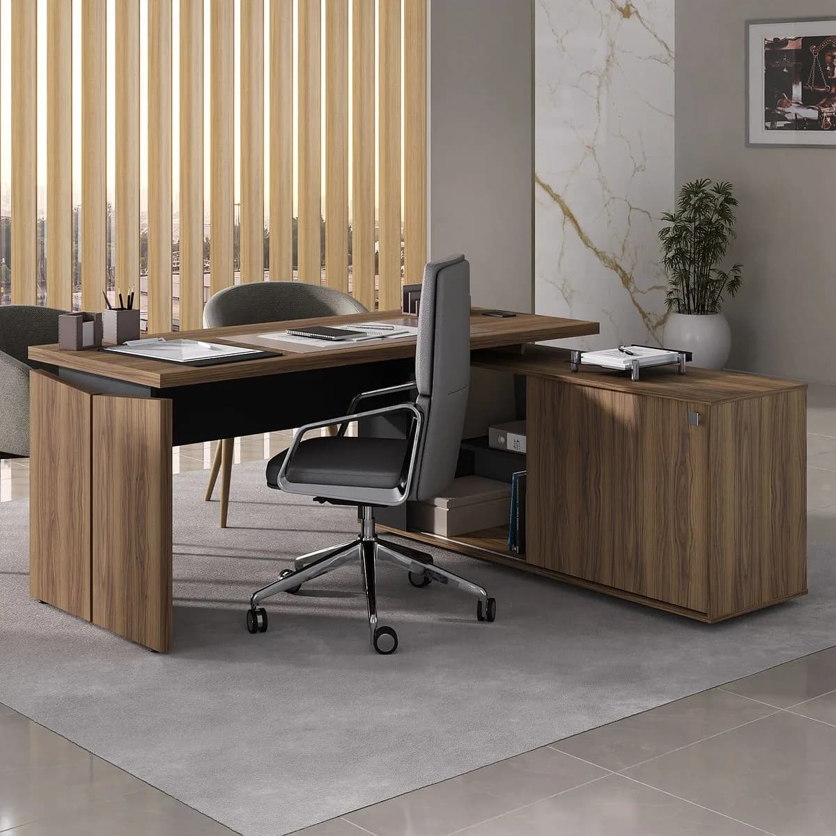 Estação Gerência Connect - Y37 Connect - Nogal/Preto - Móveis Curitiba | Moveirama