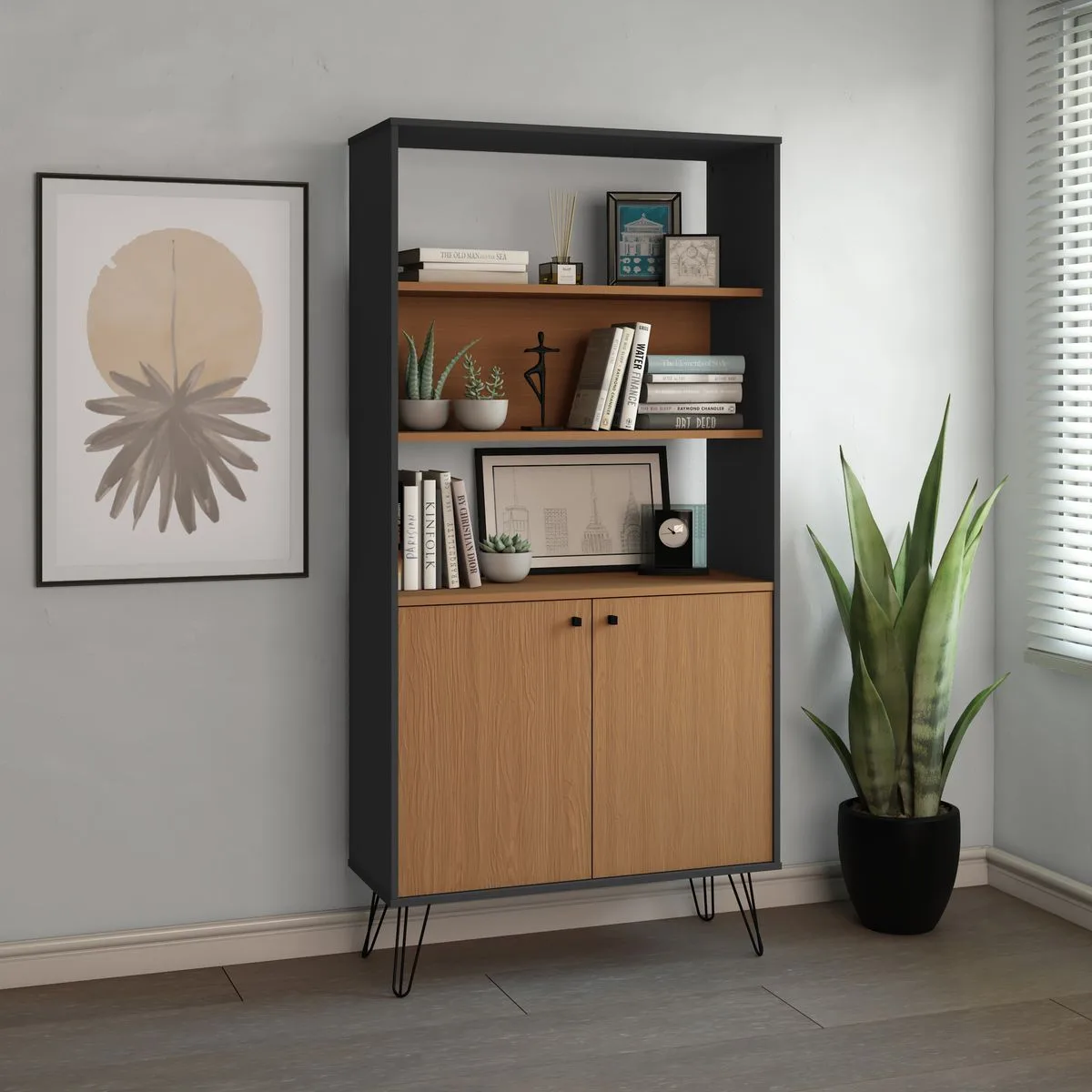 Estante Hit - Freijó/Preto - Móveis Curitiba | Moveirama