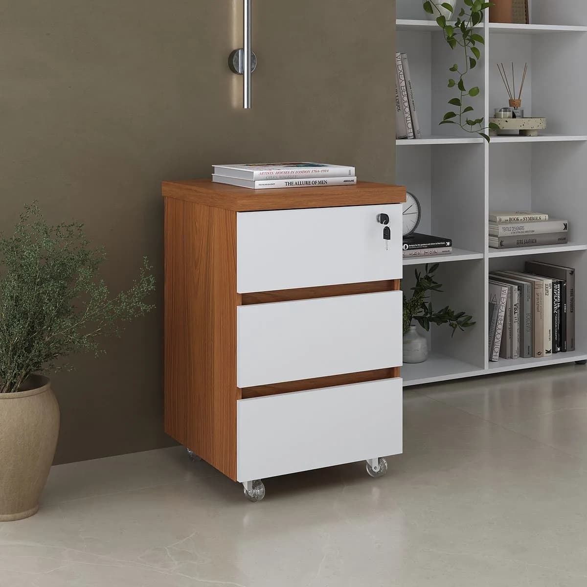 Gaveteiro 3 Gavetas - Y37 - Freijó/Branco