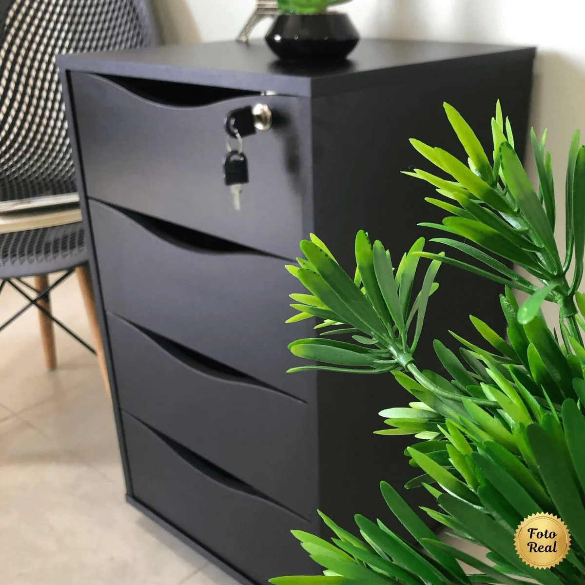 Gaveteiro Bit - Preto - Móveis Curitiba | Moveirama