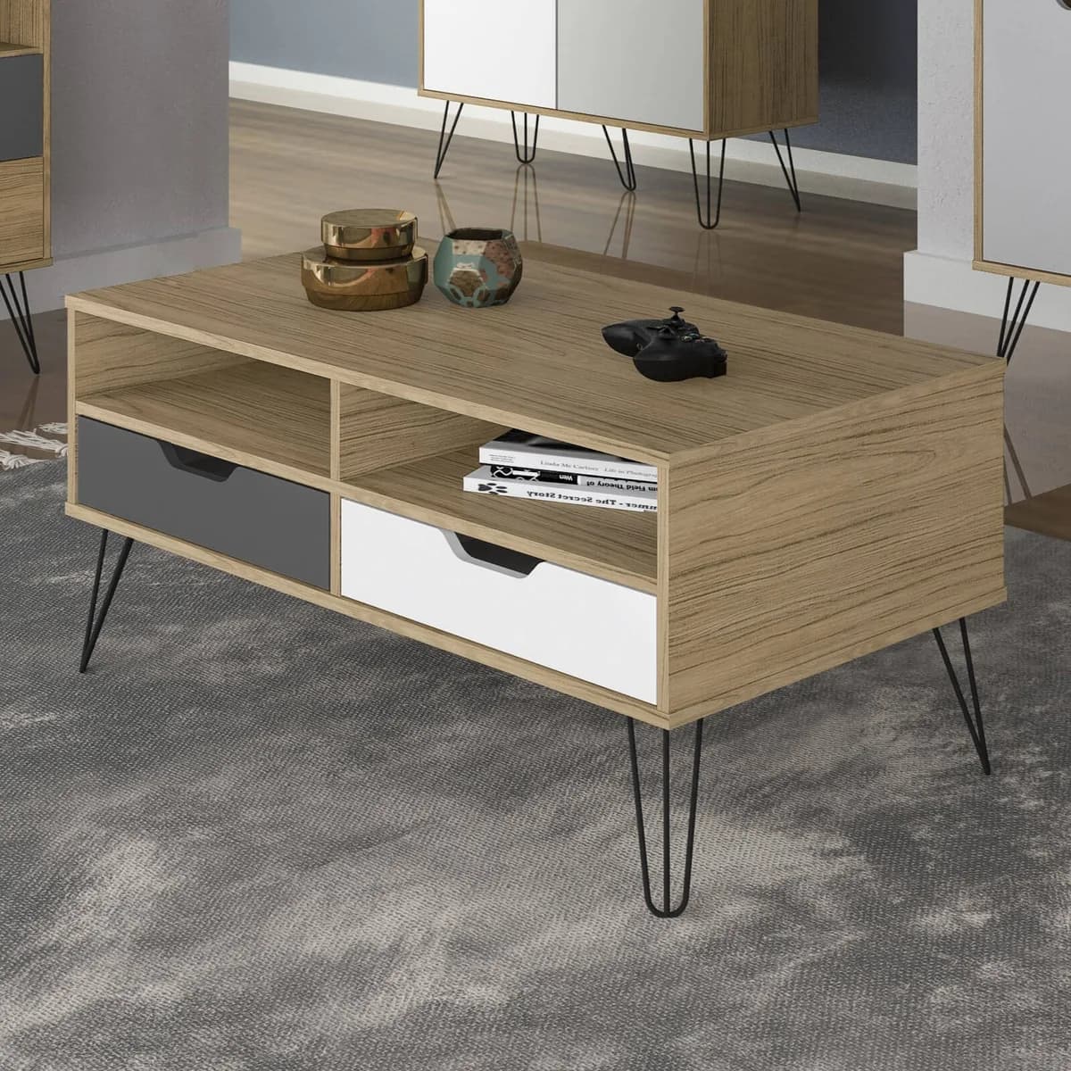 Mesa de Centro Estocolmo - Carvalho C / Grafite