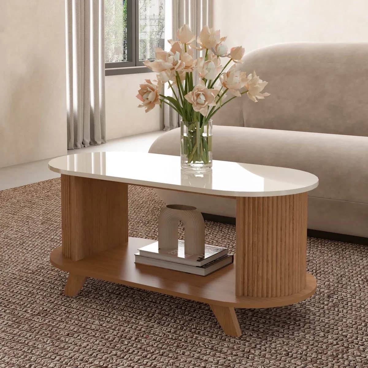 Mesa de Centro Vivaldi - Cinamomo C / Off White - Móveis Curitiba | Moveirama