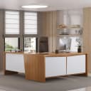 Mesa Chefia na cor Y37 - Freijó/Branco