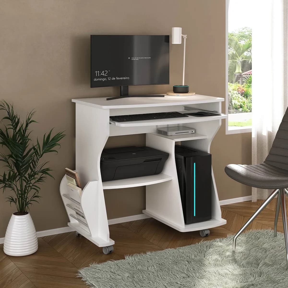 Mesa para Computador 160 - Branco - Móveis Curitiba | Moveirama