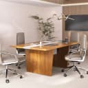 Mesa de Reunião Modular Y37 na cor Freijó/Branco