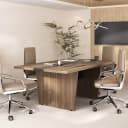 Mesa de Reunião Modular Y37 na cor Nogal/Preto