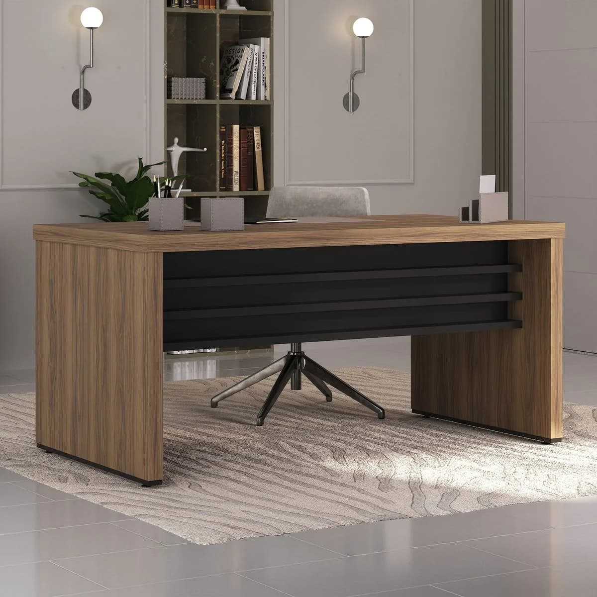 Mesa Tamburato 1600 - Nogal/Preto - Móveis Curitiba | Moveirama