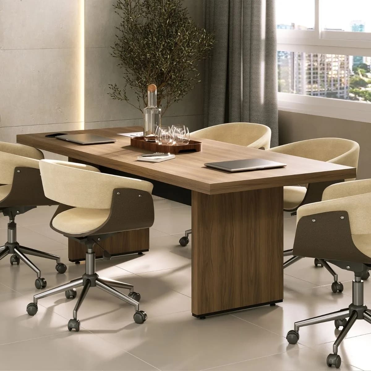 Mesa Tamburato 2000 - Nogal/Preto - Móveis Curitiba | Moveirama