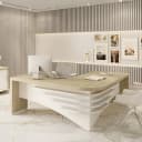 Mesa Tamburato Diretor Ld na cor Carvalho/Branco