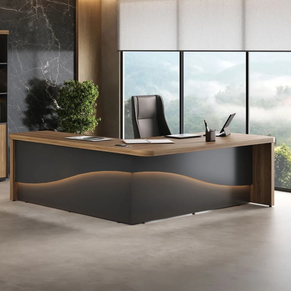 Mesa Tamburato Supreme Ld - Nogal/Preto - Móveis Curitiba | Moveirama