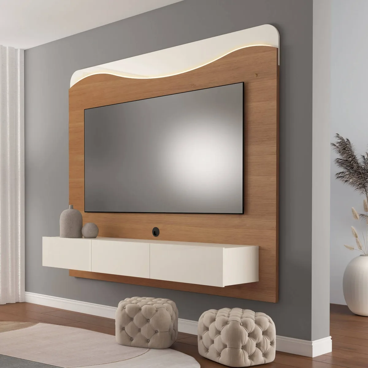 Painel Lumiere para TV até 75 polegadas - Carvalho C / Off White