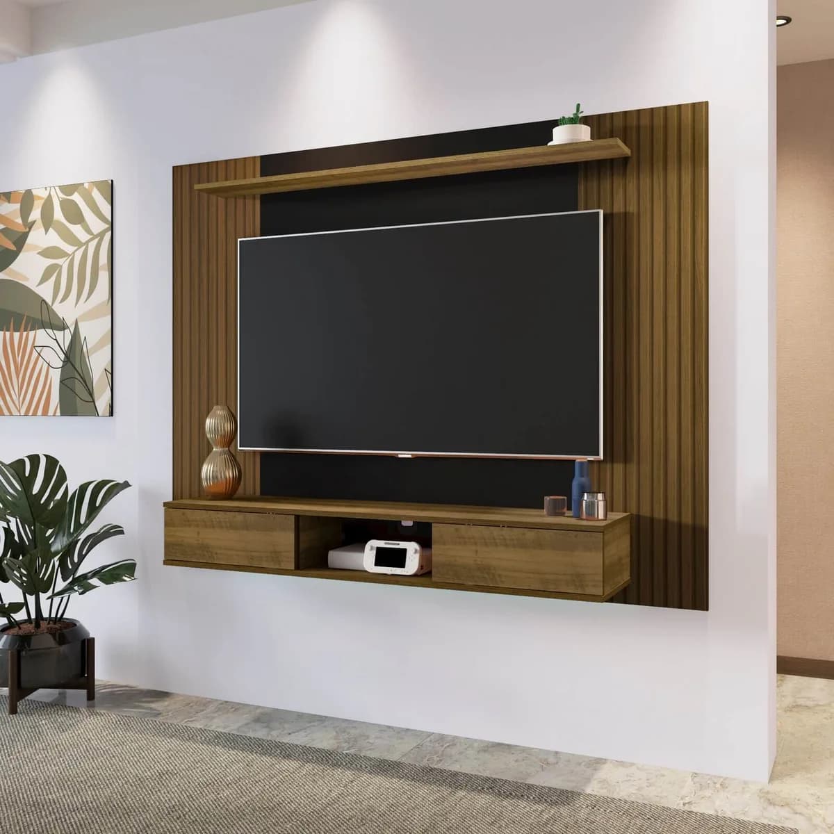 Painel Nevada - Pinho C / Preto - Móveis Curitiba | Moveirama