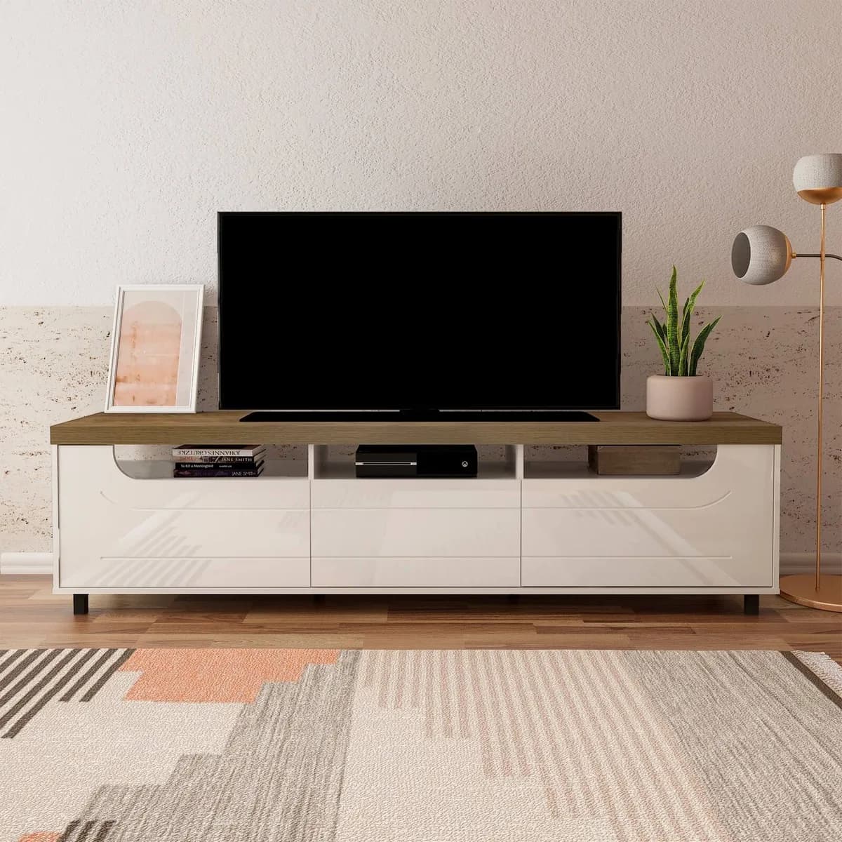 Rack Mercury - Pinho C / Off White - Móveis Curitiba | Moveirama