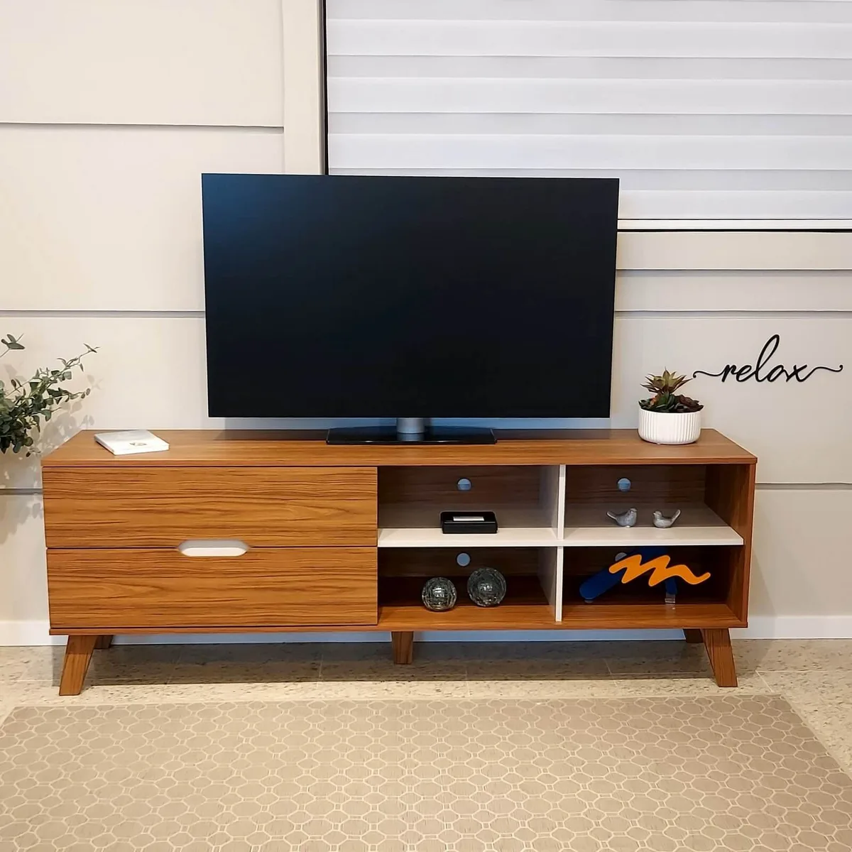 Rack Verona - Cedro C / Off White - Móveis Curitiba | Moveirama