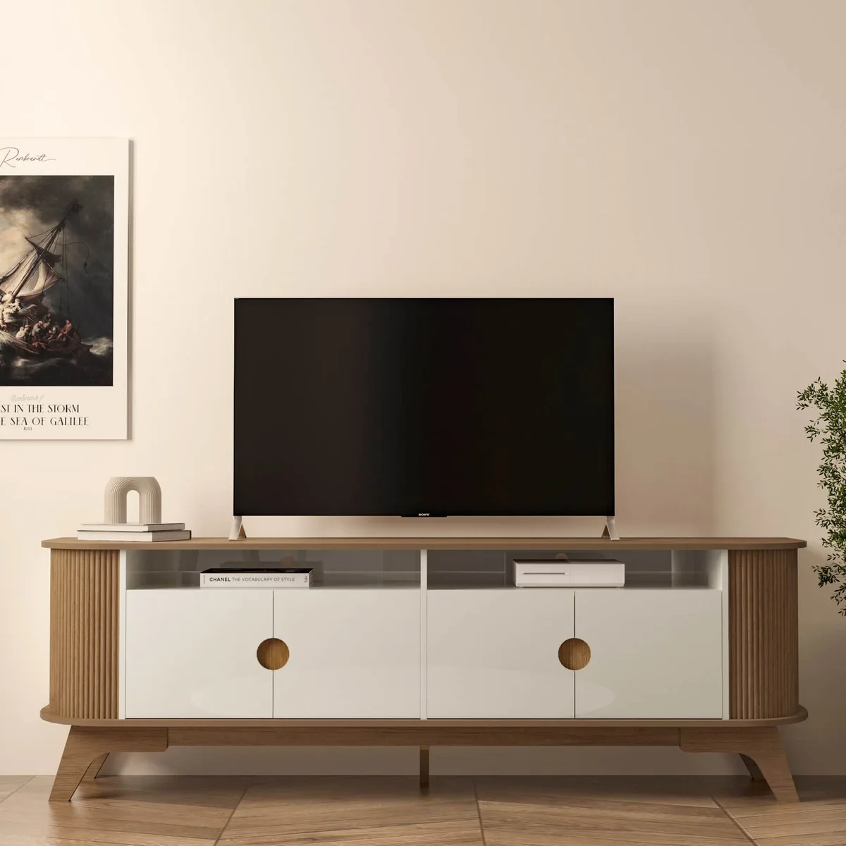 Rack Vivaldi - Cinamomo C / Off White - Móveis Curitiba | Moveirama